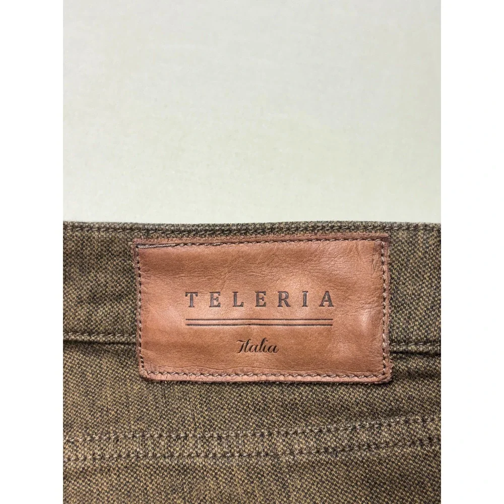 Teleria Zed Cobra 19 Brown Textured Italian Trousers Mens Size 38X29 Made Italy